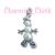 Snowman with Snow Shoes Pearl Sterling Silver Charm