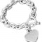 Sterling Silver Engraved Heart Charm Bracelet