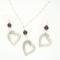 Forever Love Garnet Heart Necklace and Earrings Set