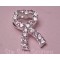 Breast Cancer Awareness Pink Heart Crystal Ribbon Charm