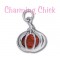 Pumpkin with Orange CZ Sterling Silver Charm