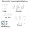Black Letter Engraved Oval Bangle Bracelet