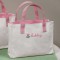 Girls Personalized Pink and White Tote Bag