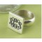 Sterling Silver Black Letter Engraved Square Ring