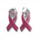 Breast Cancer Awareness Pink Ribbon Enamel Earrings