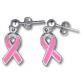 Breast Cancer Awareness Enamel Charm Dangle Earrings